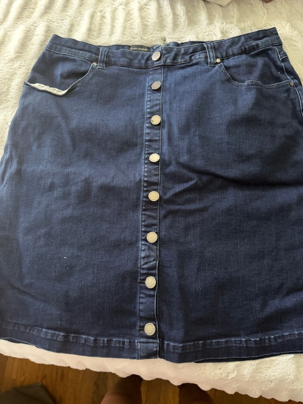 Universal Standard Dark Blue Button-Front Denim Skirt